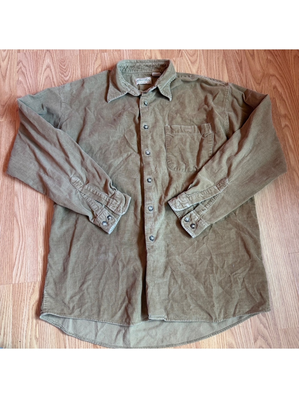 St Johns Bay Vintage Tan Corduroy button down Cotton